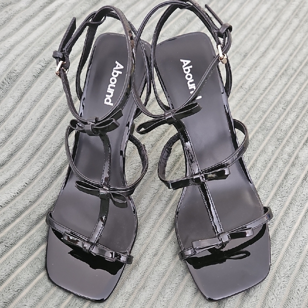 Abound Glossy Black Strappy Heels